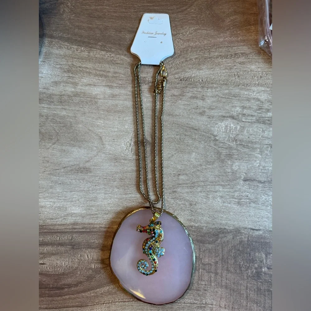 Seahorse Rhinestone Necklace - Picture 3 of 9